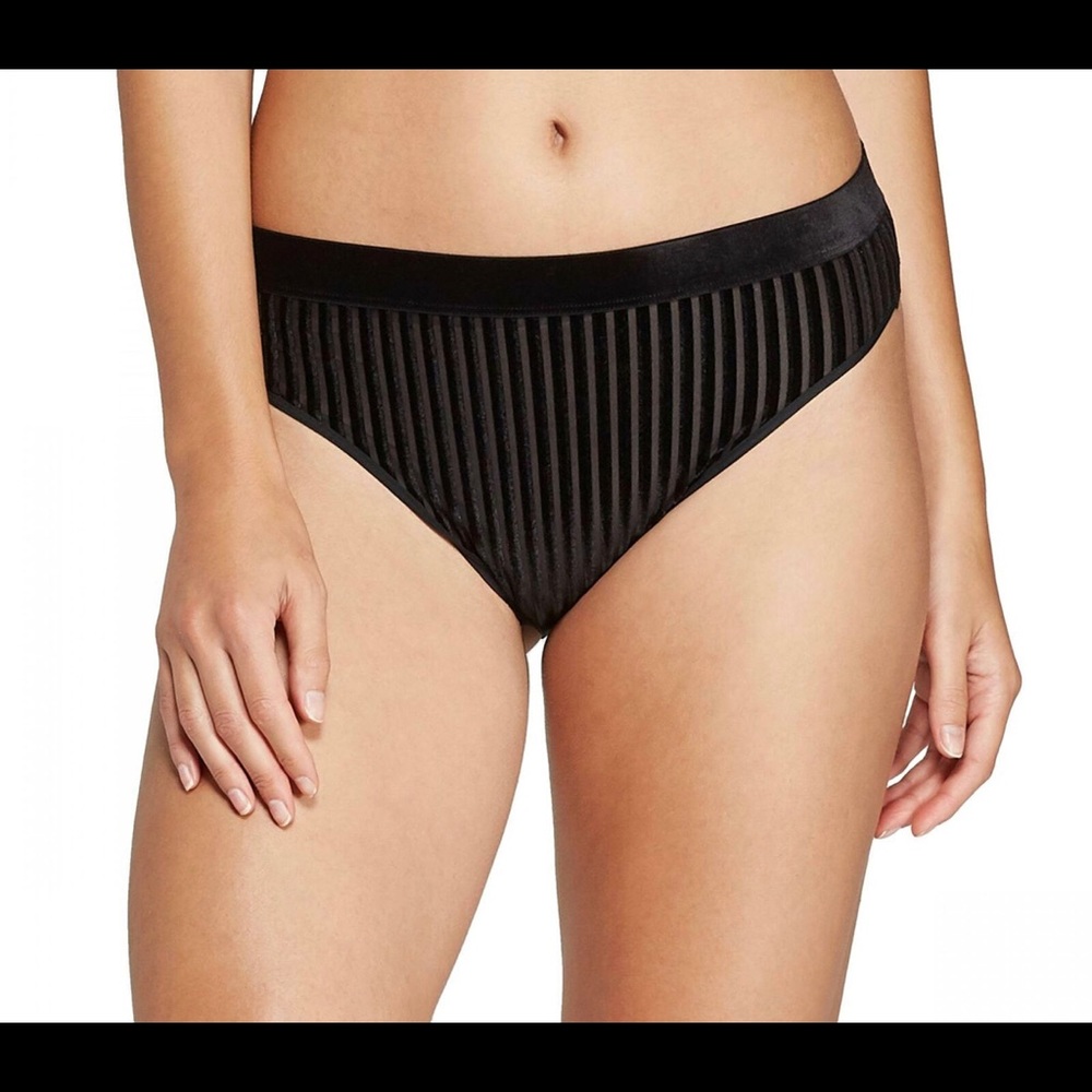 NWOT Hi cut high waist velvet and mesh panties